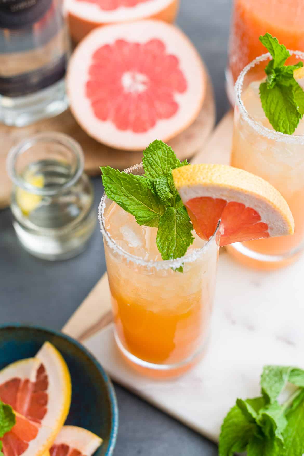 Ginger Beer Paloma Cocktails with Fresh Grapefruit Juice