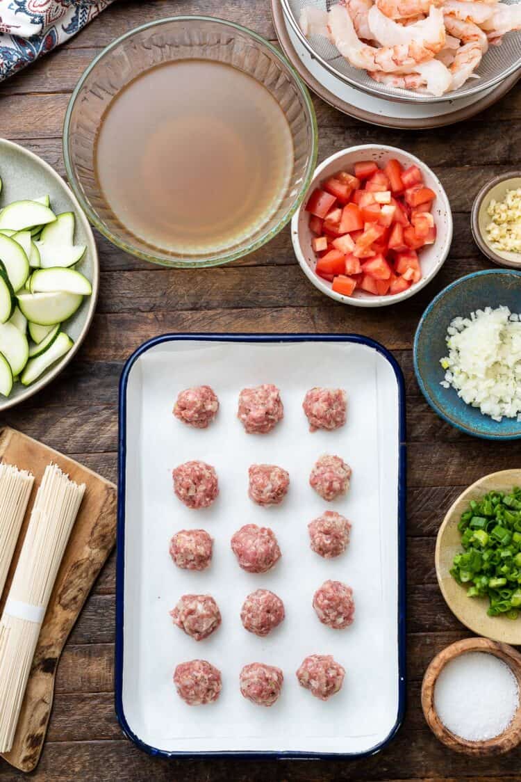 Ingredients for Misua Bola Bola