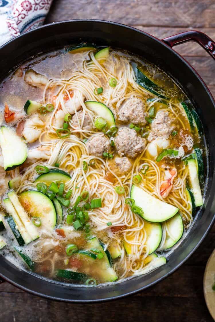 Misua Bola Bola in a large pot or dutch oven.