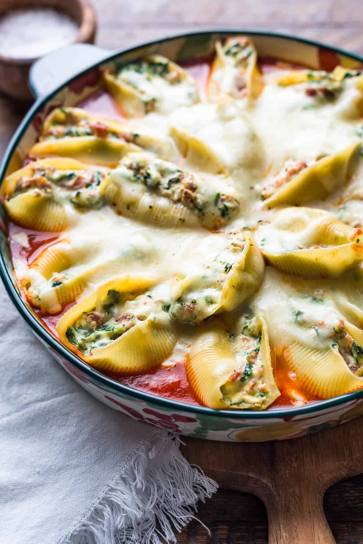 Prosciutto and Spinach Stuffed Shells | Kitchen Confidante