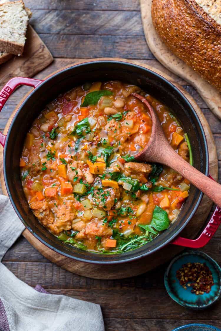 Ribollita (Tuscan-style Bread Soup) in a large pot.