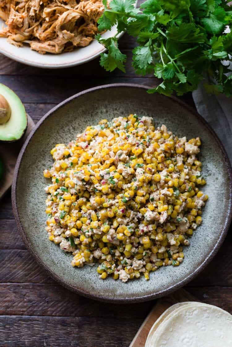 Mexican Street Corn in a bowl.