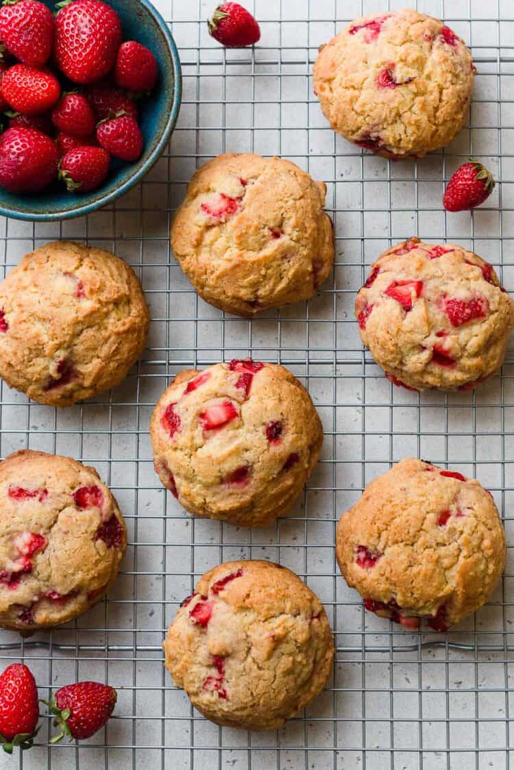 Strawberry Shortcake Cookies on a cooling rack.