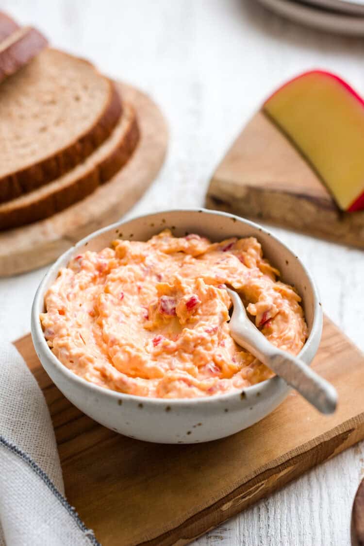 A bowl of Filipino Cheese Pimiento (Pimento Cheese).