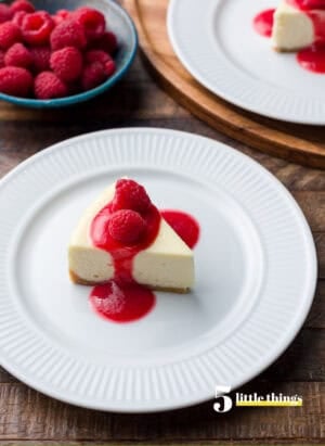 Cheesecake with raspberry topping.