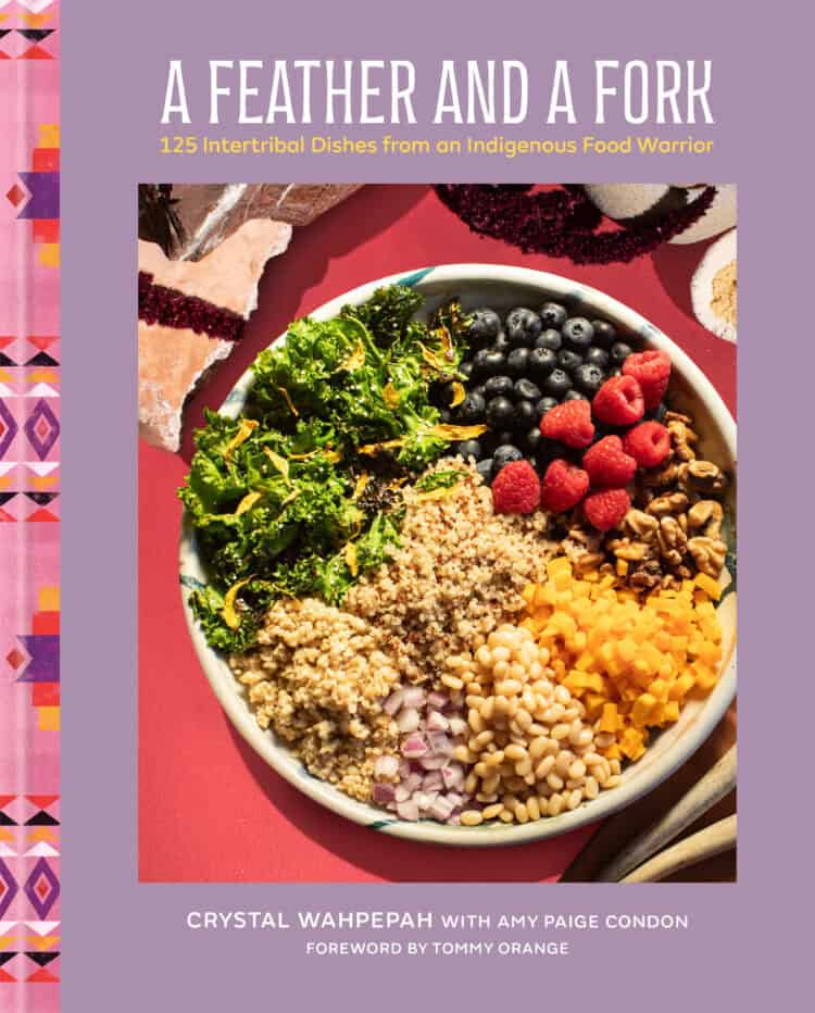 A Feather and A Fork Cookbook Cover, by Crystal Wahpepha